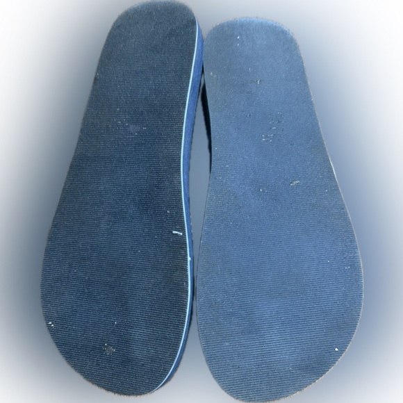 Womens Size 9 Thong Flip Flops STRAP NAVY Leather T STRAP SO COMFY FOAM Slip On - Picture 2 of 2